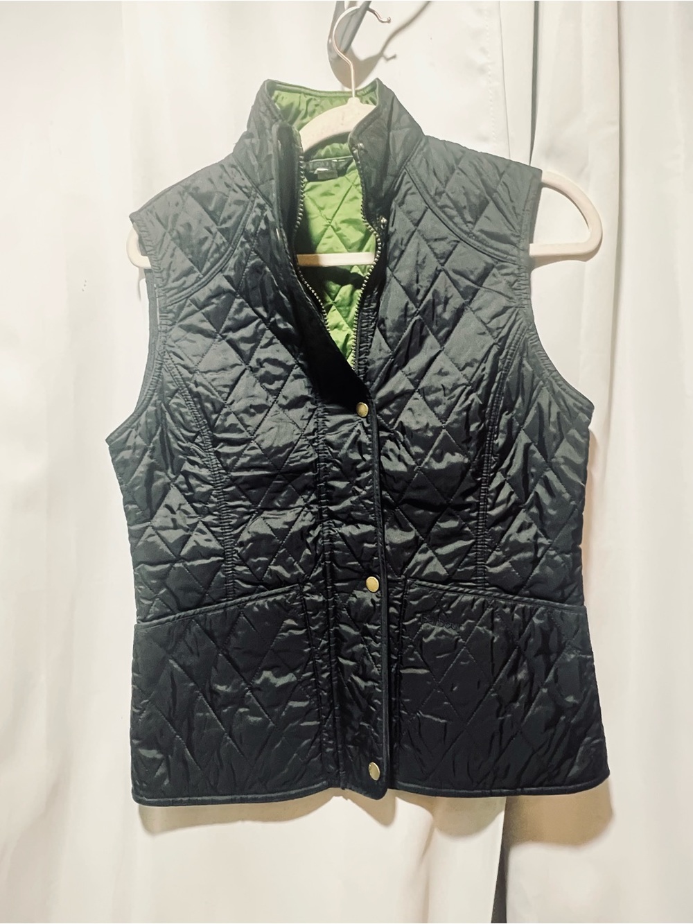 Barbour Women’s Black Quilted Snap Zip Vest UK 10 US 6 Classic Equestrian - Picture 3 of 8